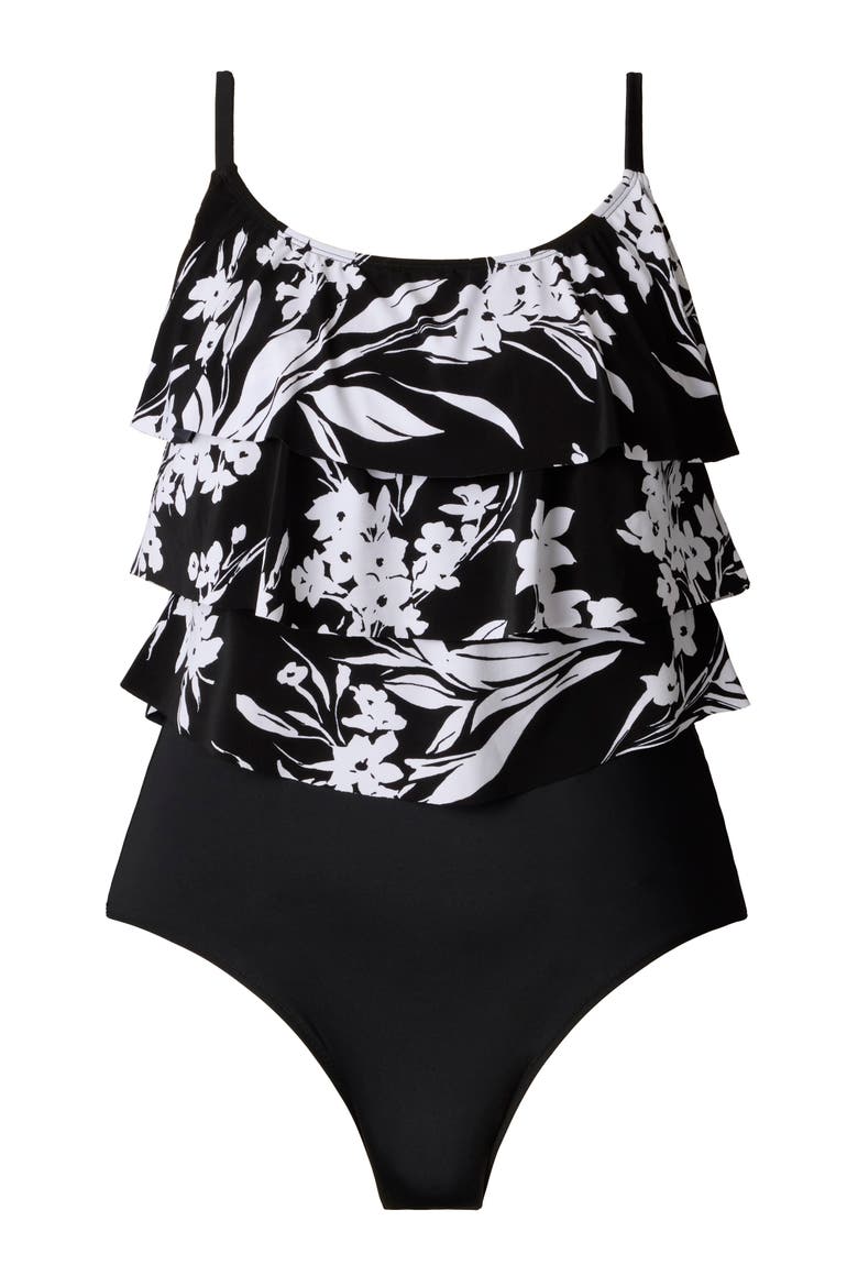 Triple Tier Tank Long Torso One-Piece Swimsuit, Alternate, color, Vineyard Vacay