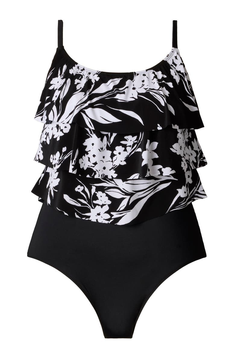 Longitude Triple Tier Tank Long Torso One-Piece Swimsuit, Alternate, color, Vineyard Vacay