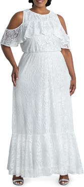 Kiyonna Savannah Cold Shoulder Lace Gown