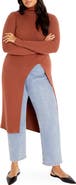 City Chic Split Longline Long Sleeve Sweater
