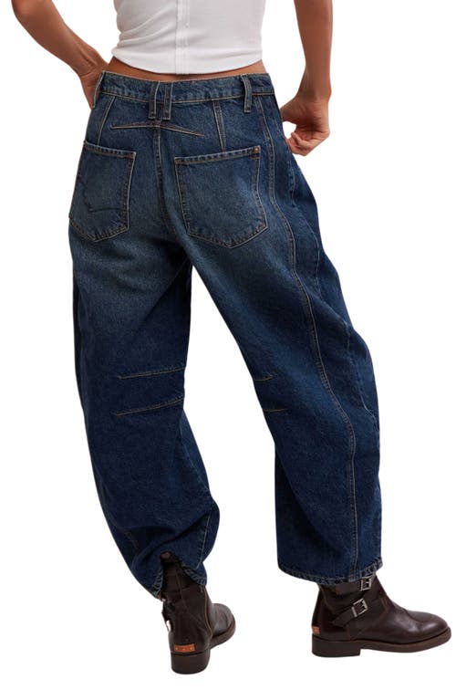 Shop Free People Good Luck Barrel Jeans In Deep End