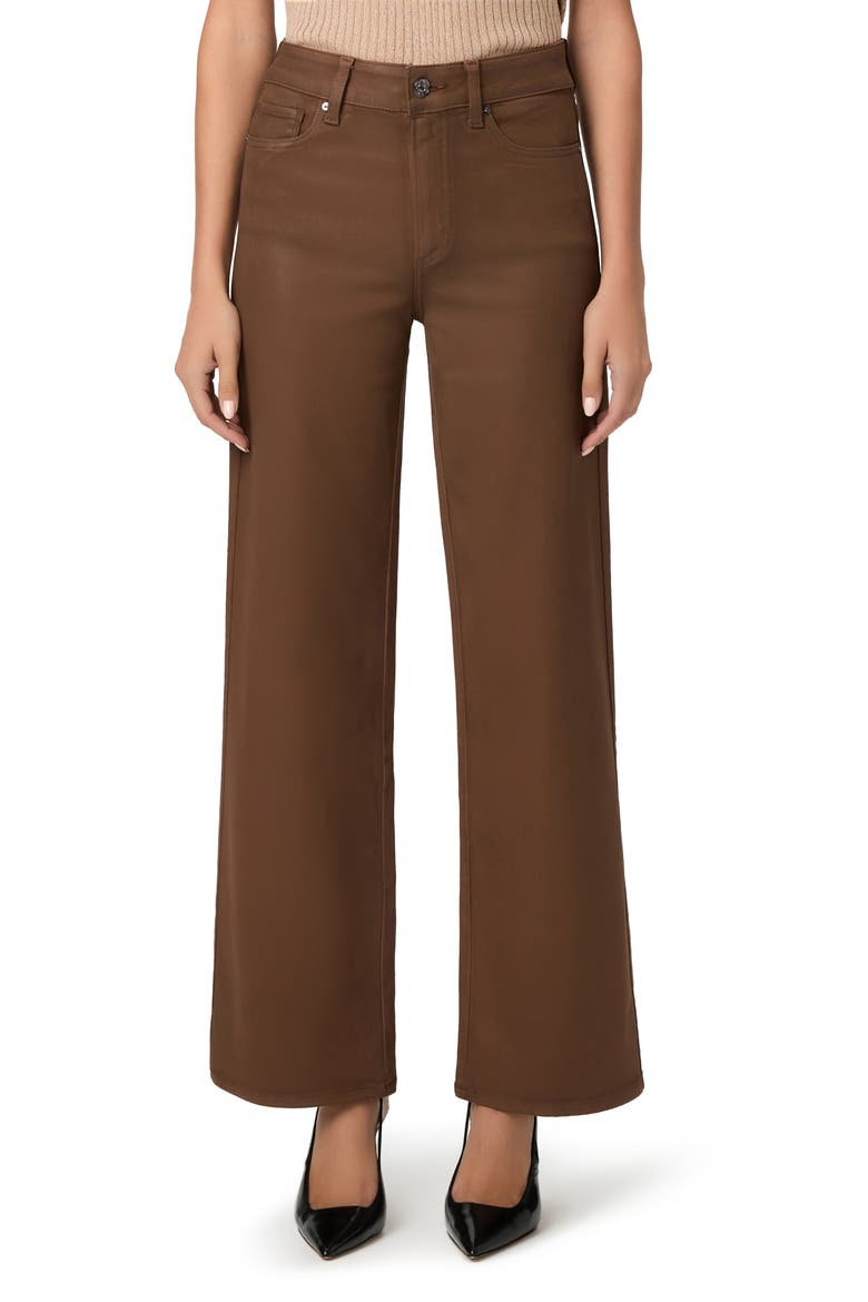 Anessa Luxe Coating High Waist Wide Leg Jeans, Main, color, COGNAC LUXE COATING