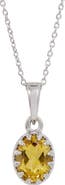 SAVVY CIE JEWELS Rhodium Plated Sterling Silver Semiprecious Stone Pendant Necklace