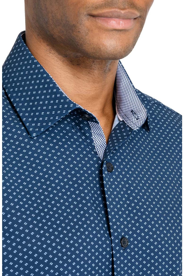 Slim Fit Dash Print Performance Dress Shirt, Alternate, color, NAVY
