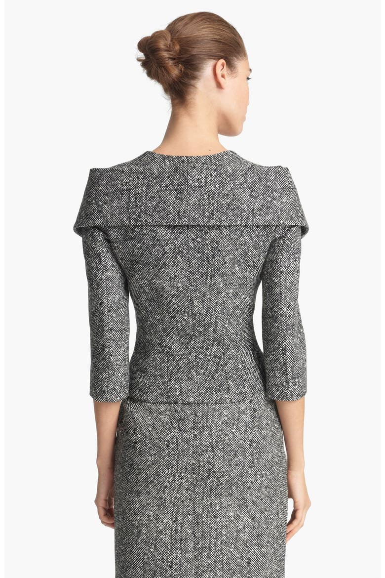 Origami Collar Tweed Jacket, Alternate, color, BLACK/ WHITE