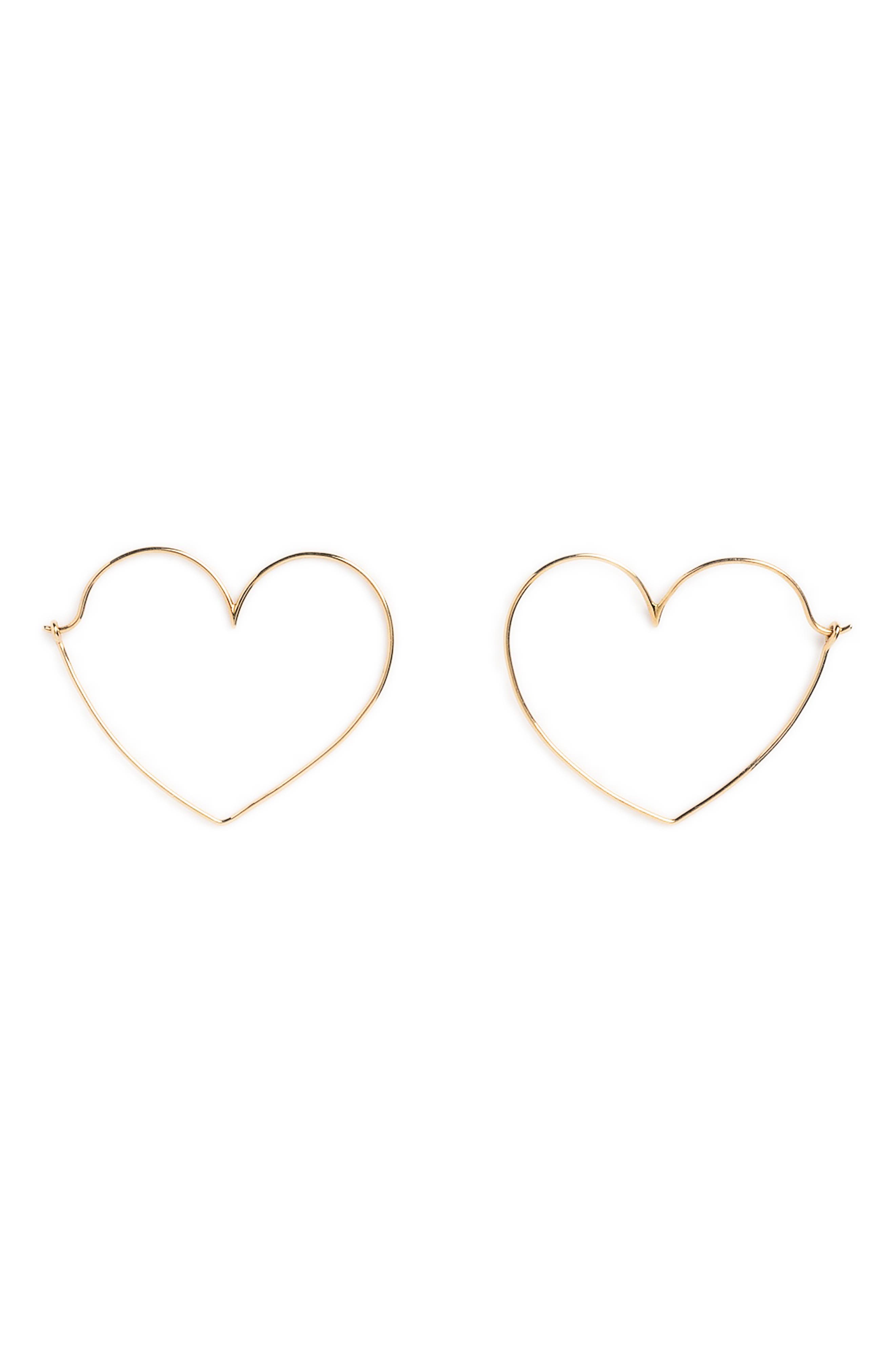 Local Eclectic Solid 9K Gold Heart Hoop Earrings