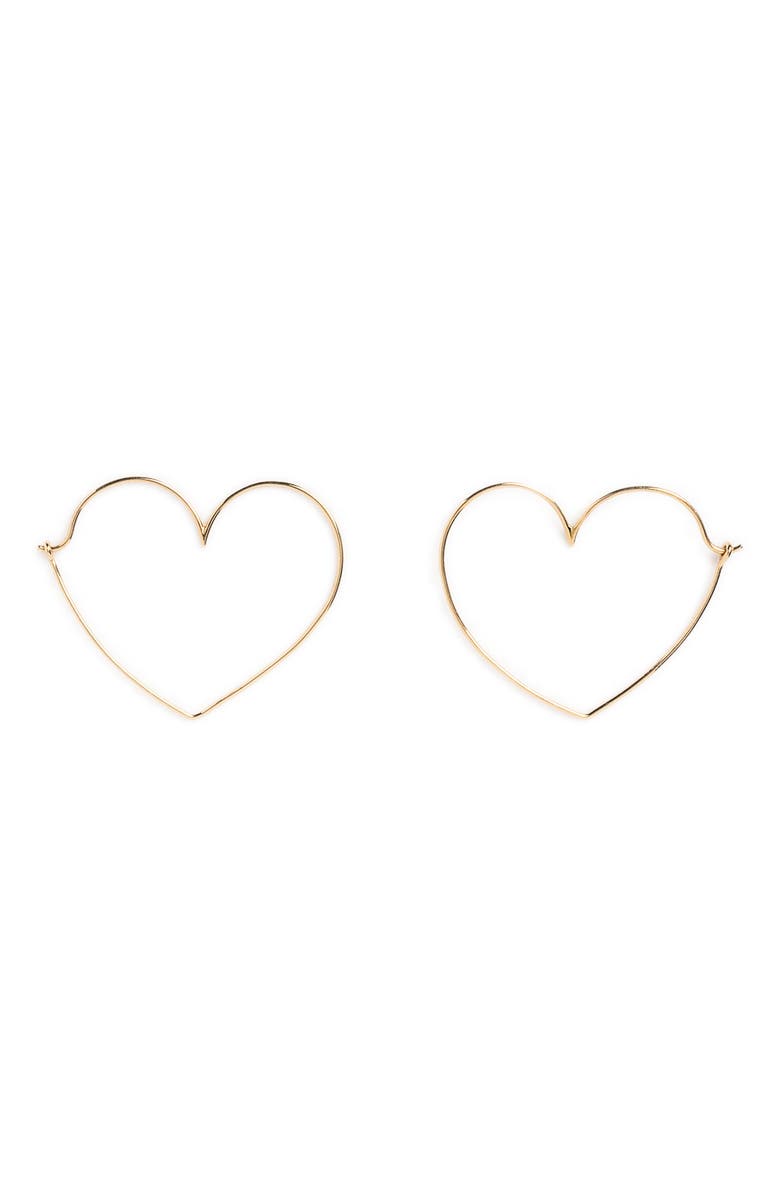Local Eclectic Solid 9K Gold Heart Hoop Earrings, Main, color, Gold