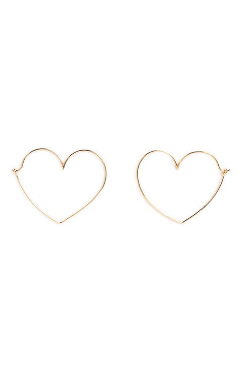 Solid 9K Gold Heart Hoop Earrings