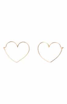 Local Eclectic Solid 9K Gold Heart Hoop Earrings