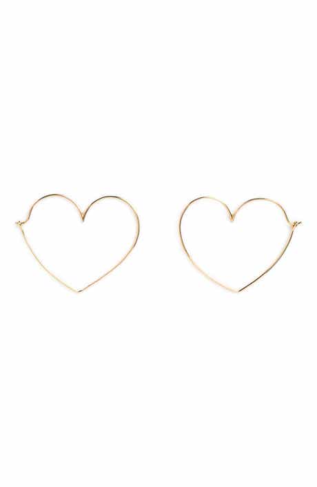 Local Eclectic Solid 9K Gold Heart Hoop Earrings