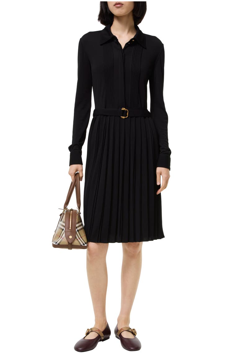 Belted Viscose Dress, Main, color, Black