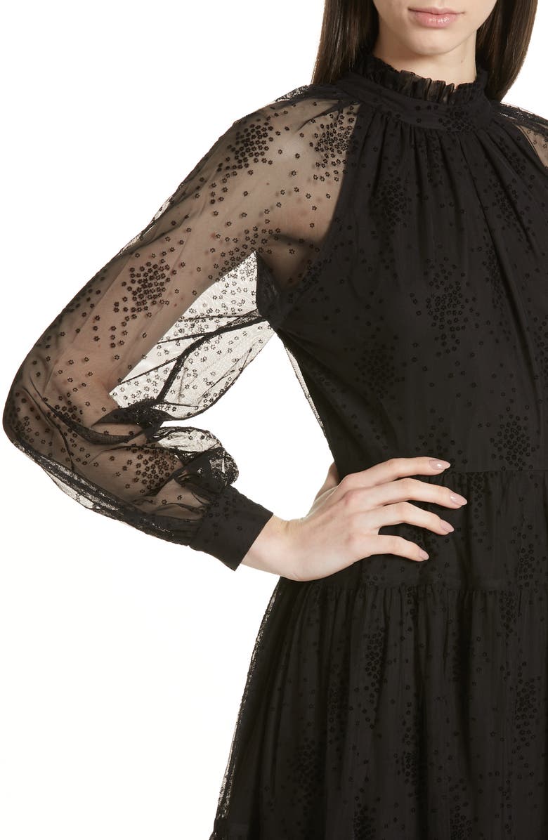 CO Floral Embroidered Mesh Dress, Alternate, color,