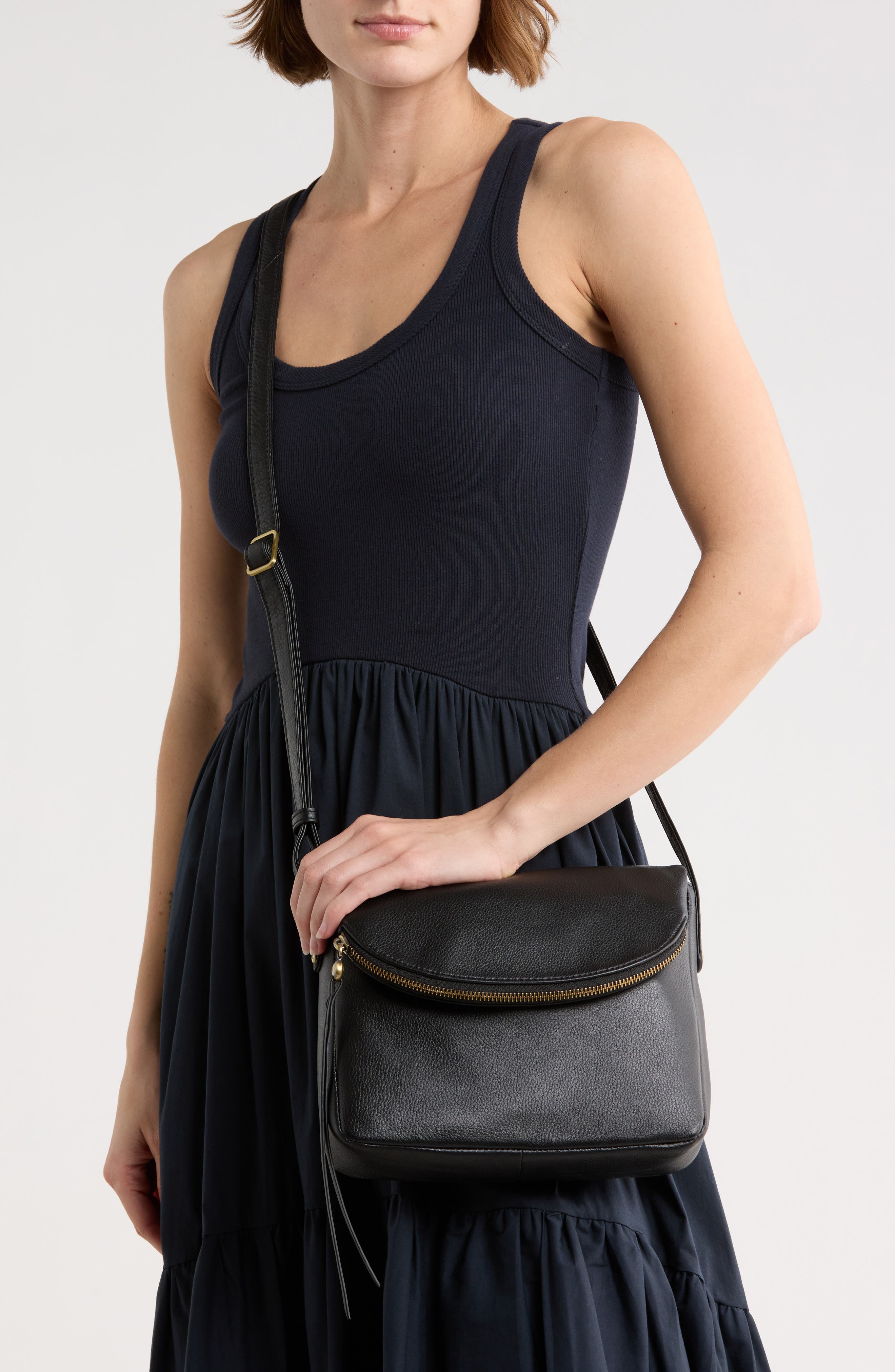 HOBO Fern Messenger Crossbody Bag, Alternate, color, Black