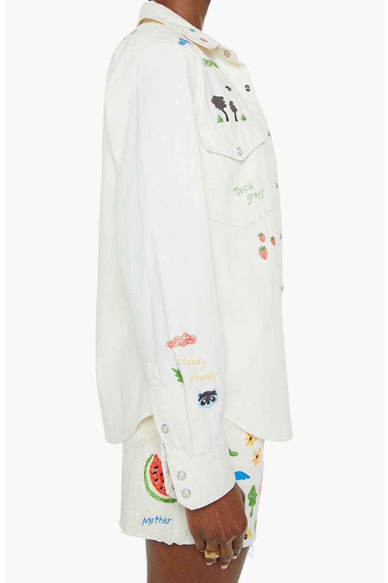 The All My Exes Embroidered Denim Shirt, Alternate, color, NO RAINBOWS WITHOUT RAIN
