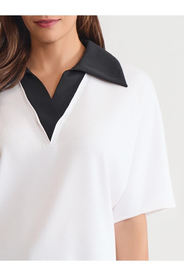 Mixed Media Soft Knit Shirt, Alternate, color, White