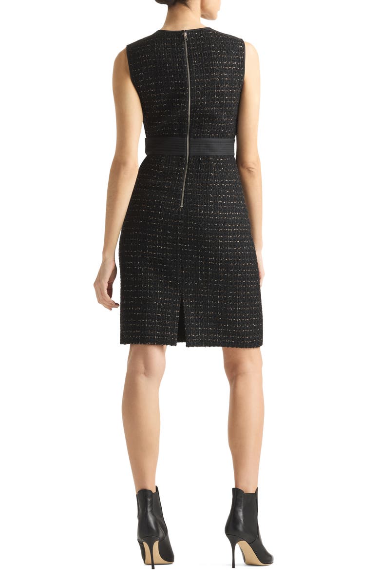 ST. JOHN Sleeveless Metallic Bouclette Tweed Sheath Dress, Alternate, color,