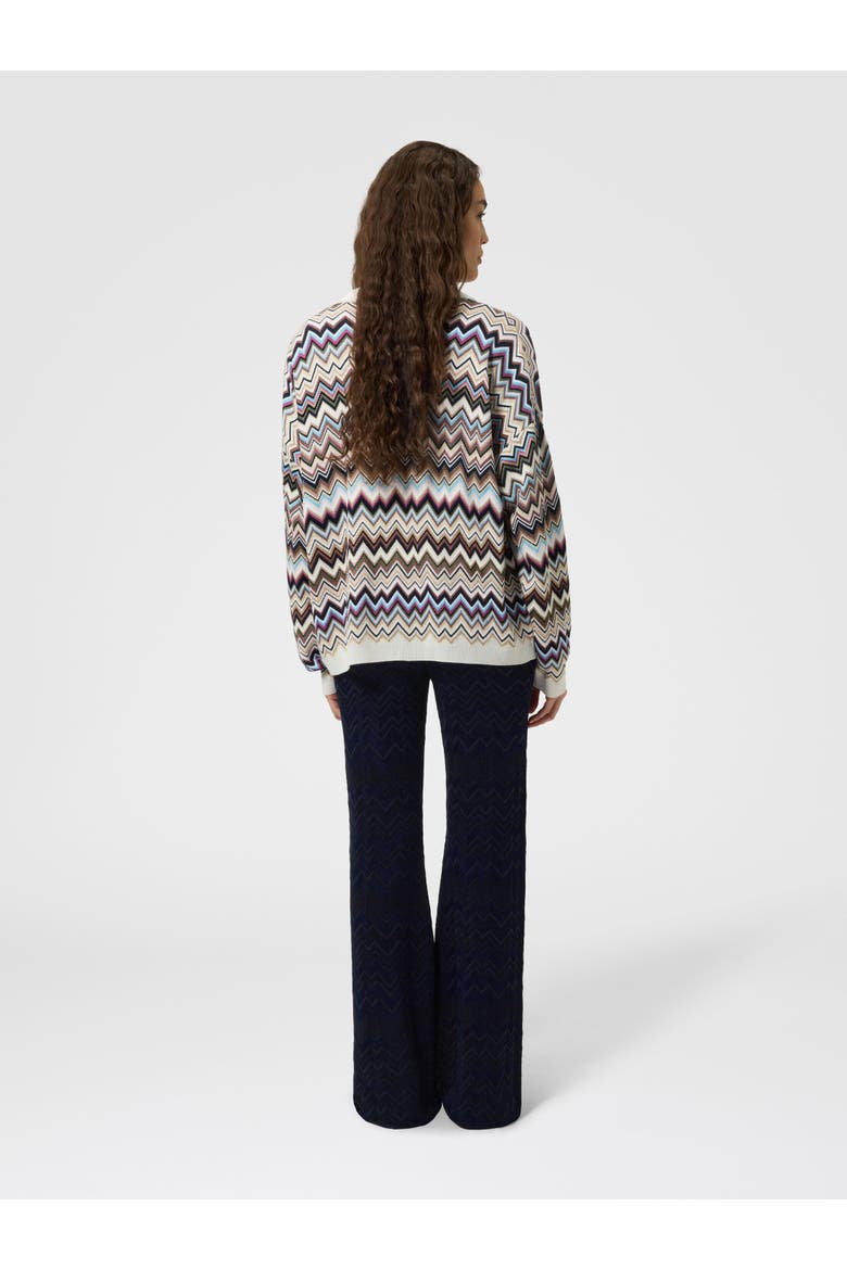 Oversized Wool And Viscose Zig Zag Cardigan, Alternate, color, Multicoloured