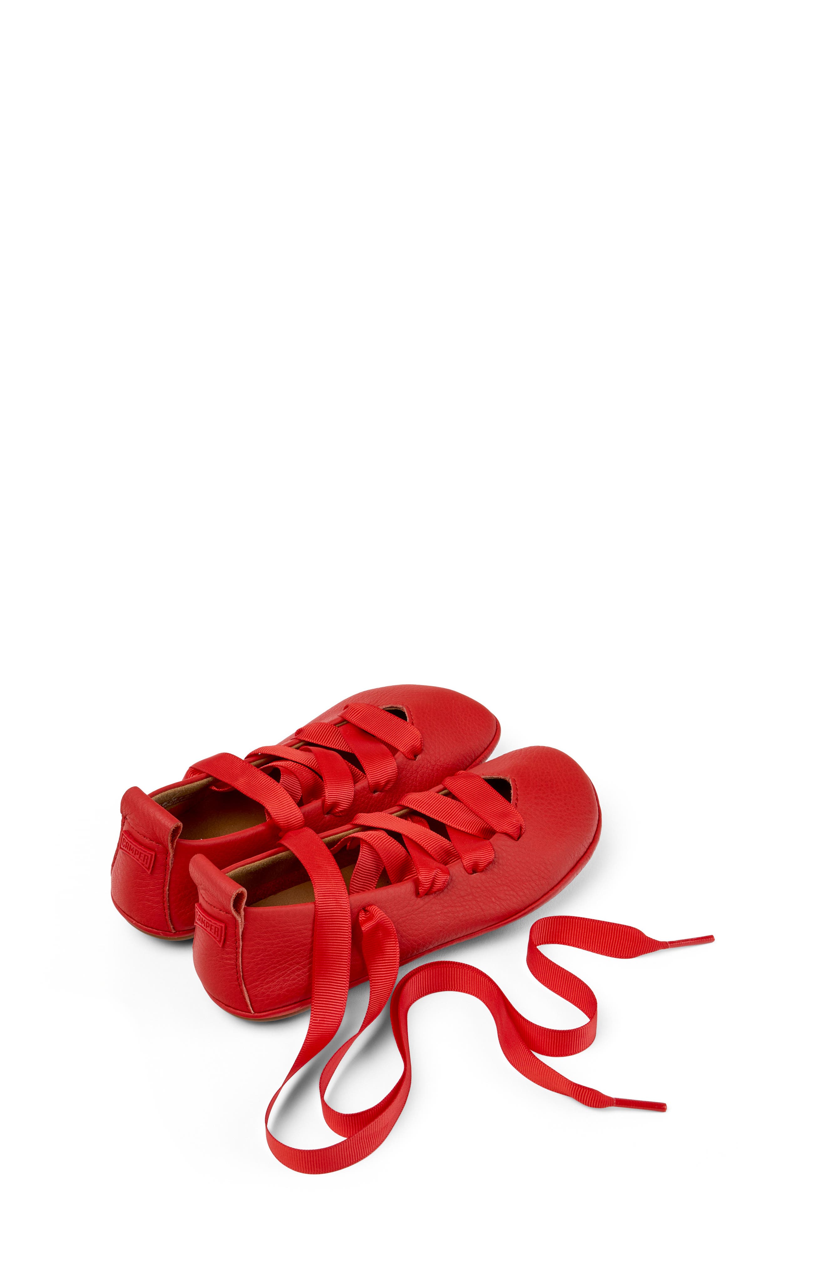 Kids' Right Lace-Up Flat, Alternate, color, MEDIUM RED