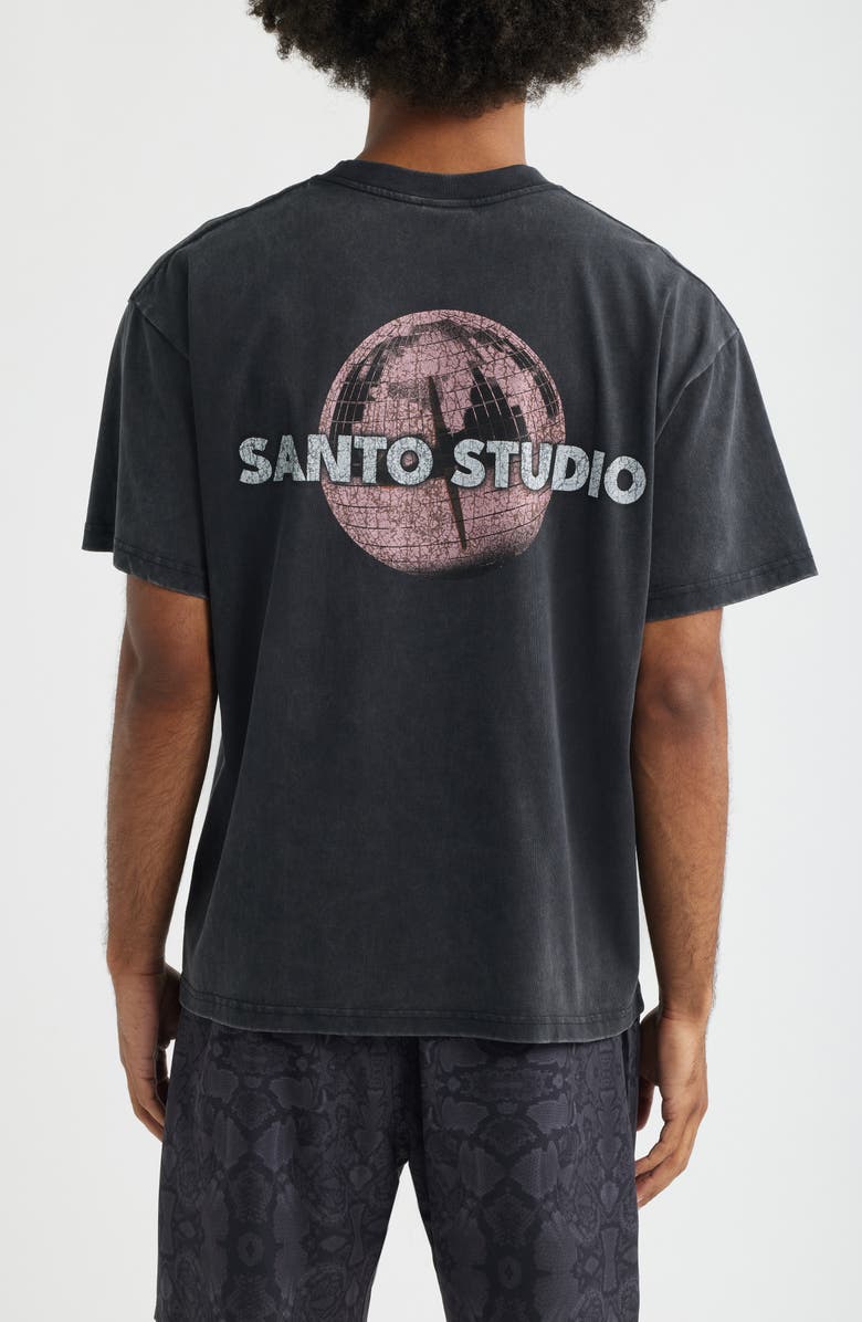 SANTO STUDIO Disco Ball Typeface Cotton Graphic T-Shirt, Alternate, color, Black Fade