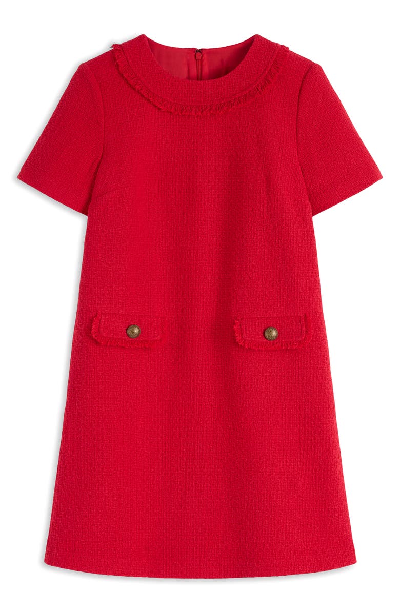 Boden Button Detail Cotton Blend Tweed Minidress, Alternate, color, Poppy Red