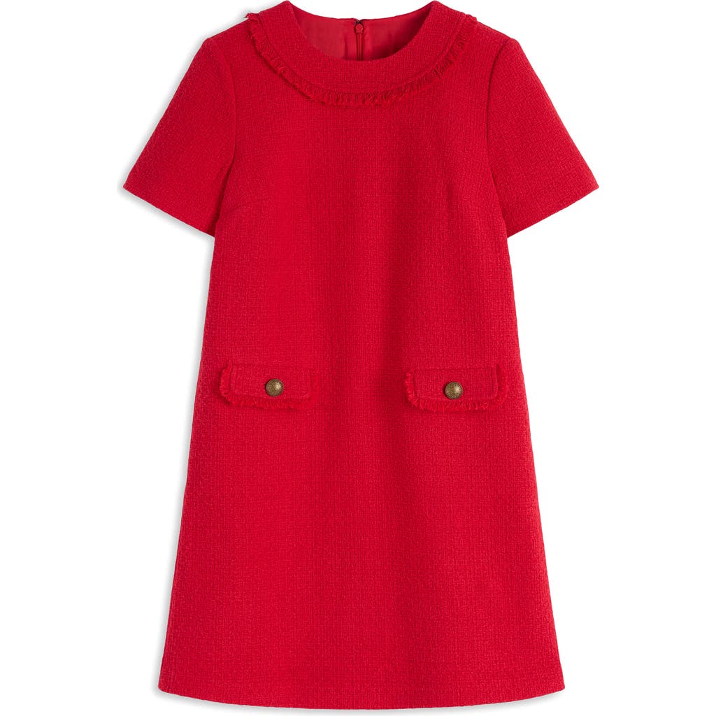 Boden Button Detail Cotton Blend Tweed Minidress In Red