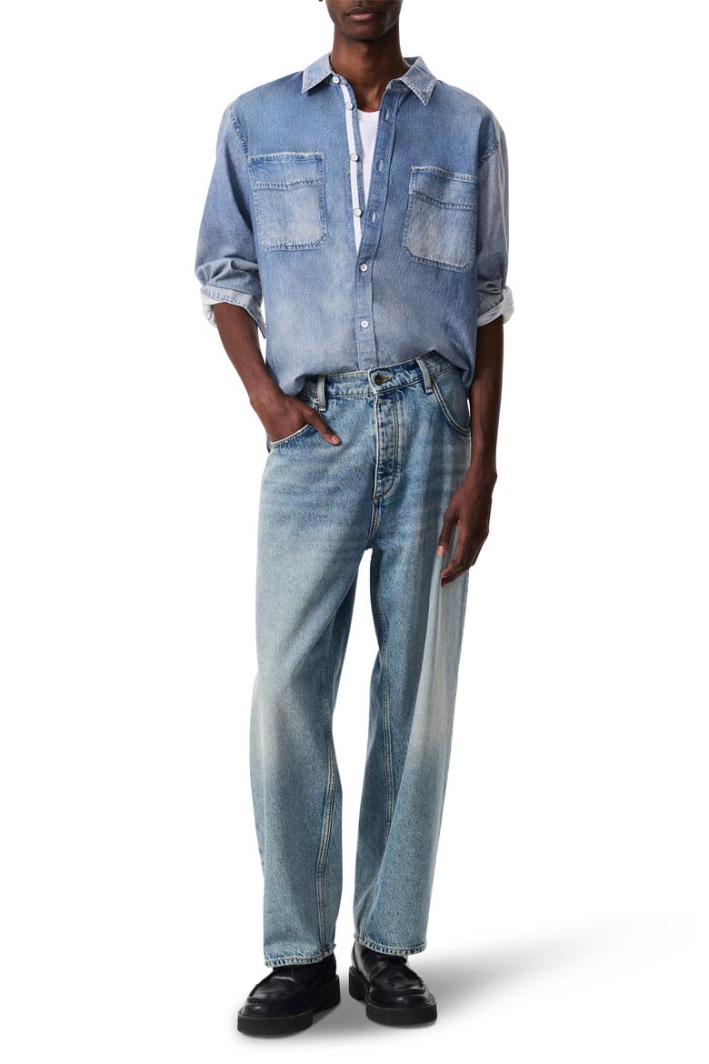 Miramar CPO Faux Denim Cotton Terry Button-Up Shirt, Alternate, color, PATINA