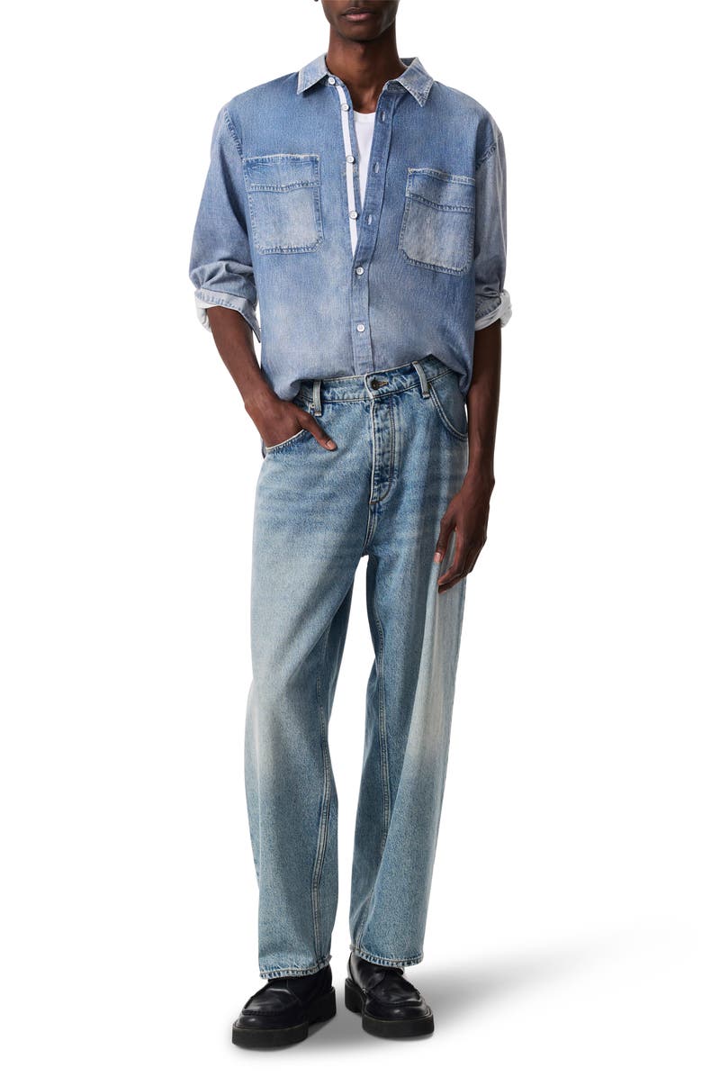 rag & bone Miramar CPO Faux Denim Cotton Terry Button-Up Shirt, Alternate, color, Patina