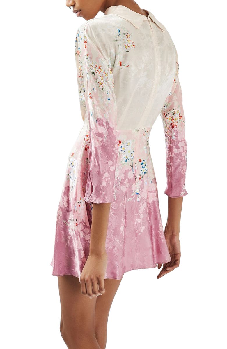 Topshop Jacquard Floral Print Dress, Alternate, color,