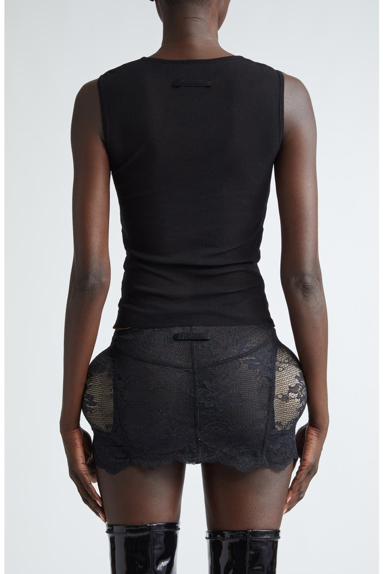 x Shayne Oliver Flocked Earth Mesh Tank, Alternate, color, BLACK/ BLACK