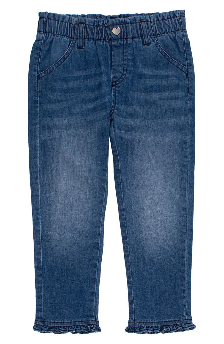 RuffleButts Kids' Ruffle Trim Jeans, Main, color, Blue
