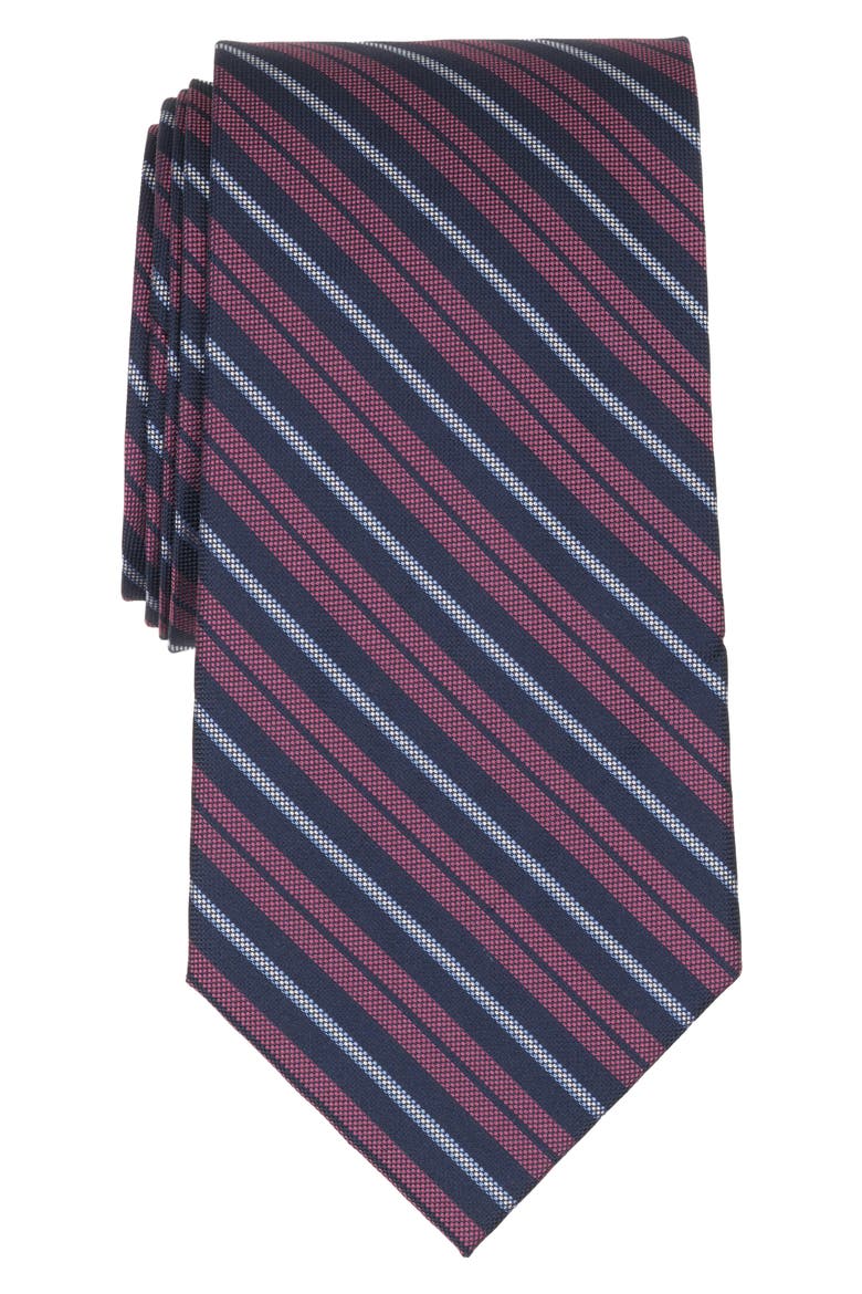 Double Stripe Tie, Main, color, NAVY