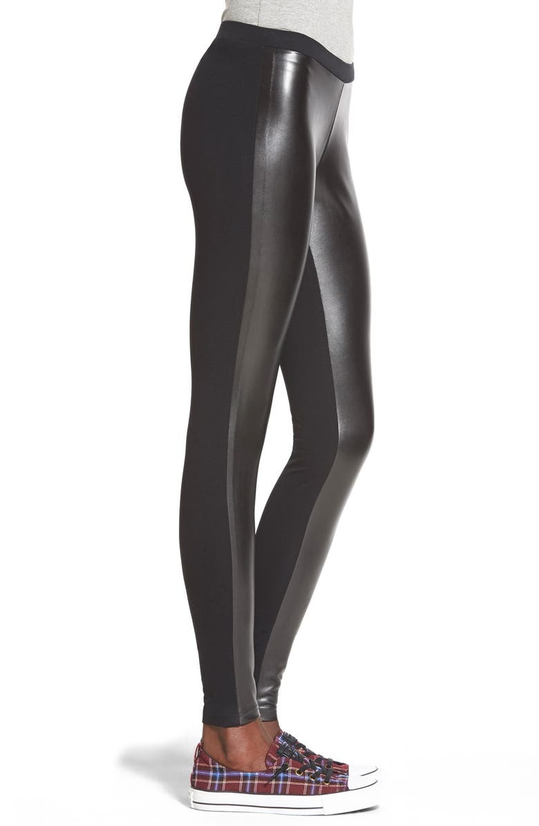 BP. Two-Tone Faux Leather Leggings, Alternate, color,