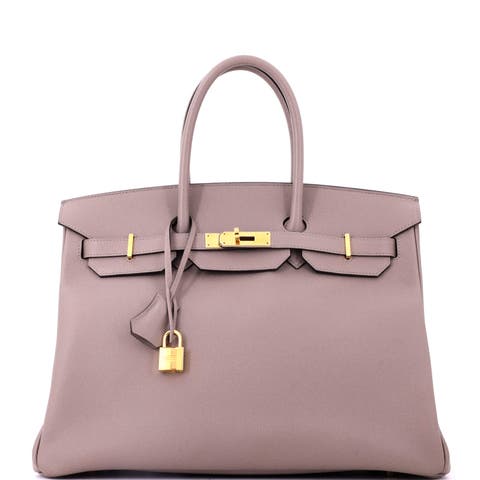 Birkin Handbag Grey Epsom with Gold Hardware 35