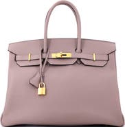 Pre-Owned Hermes Birkin Handbag Grey Epsom with Gold Hardware 35