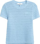 Chloé Open Knit Short Sleeve Organic Cotton Sweater