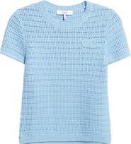Chloé Open Knit Short Sleeve Organic Cotton Sweater
