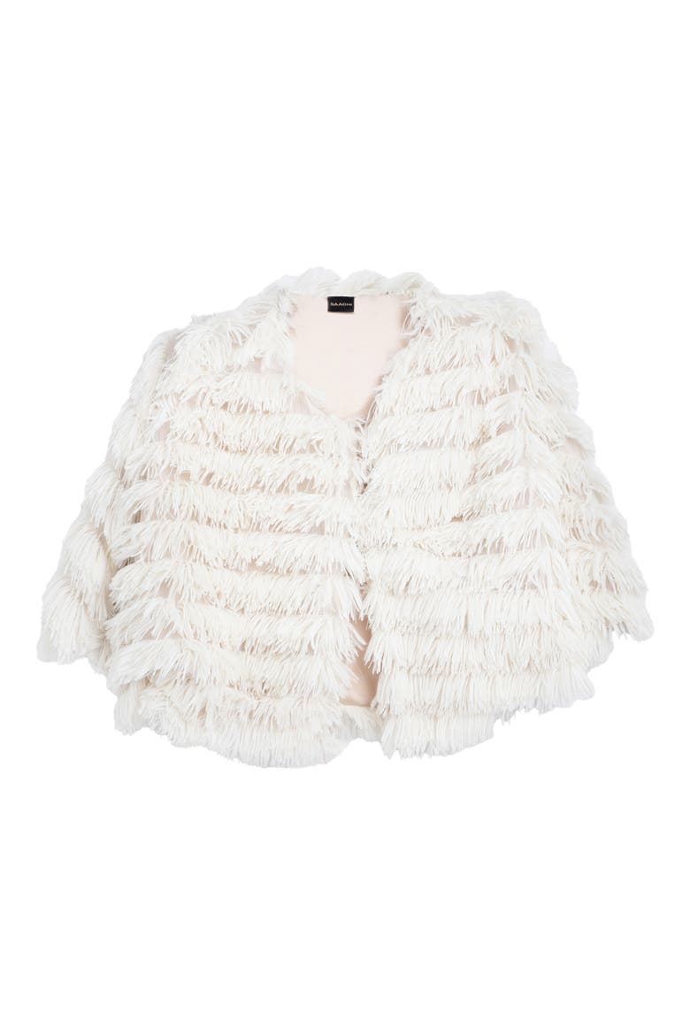 Faux Fur Capelet, Alternate, color, IVORY