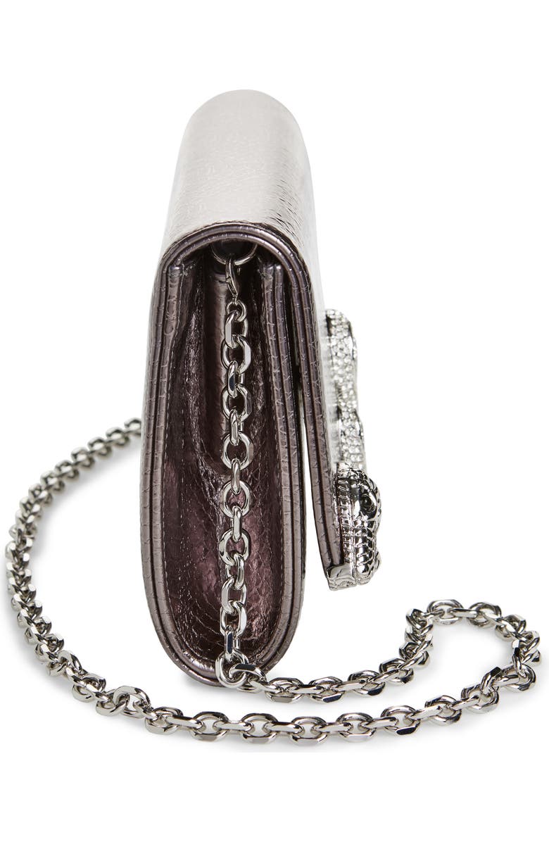 Judith Leiber Serpent Fizzoni Snake Embossed Faux Leather Clutch, Alternate, color, Silver Gunmetal
