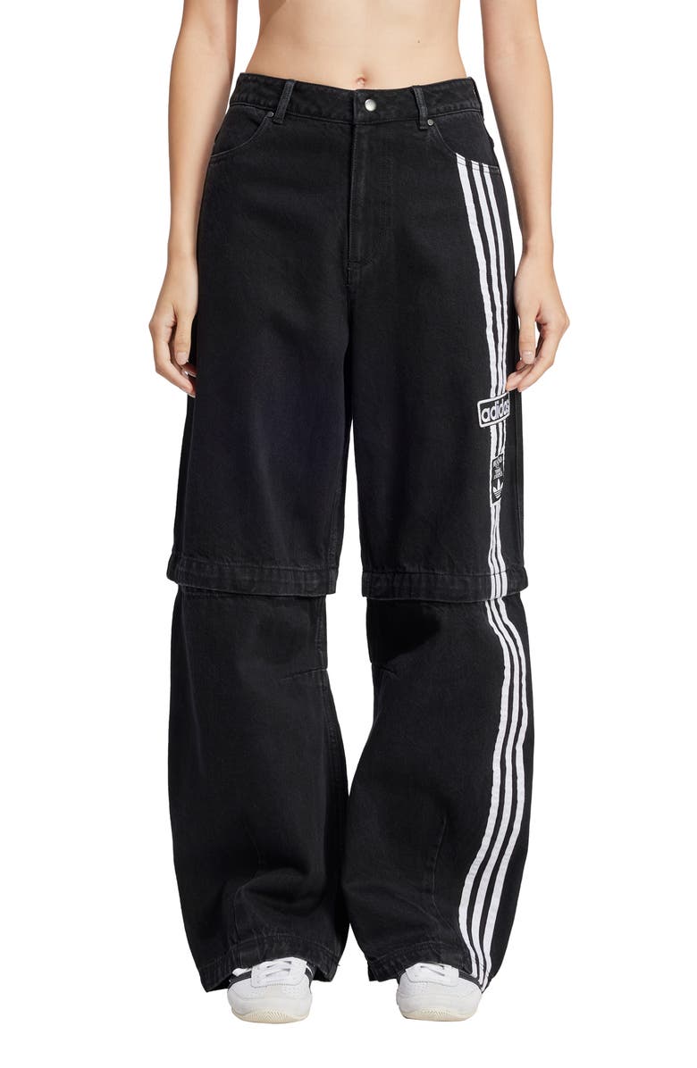 adidas Originals 3-Stripes High Waist Convertible Jeans, Main, color, 