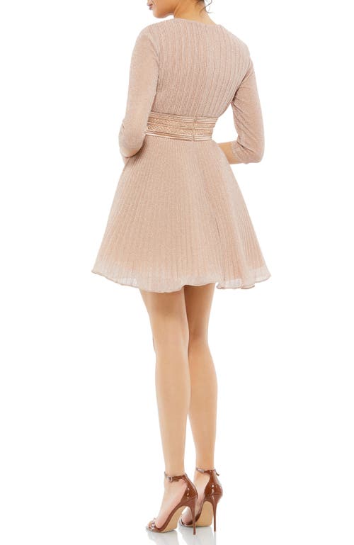 Mac Duggal Shimmer Infused Pleated Mini Dress In Neutral