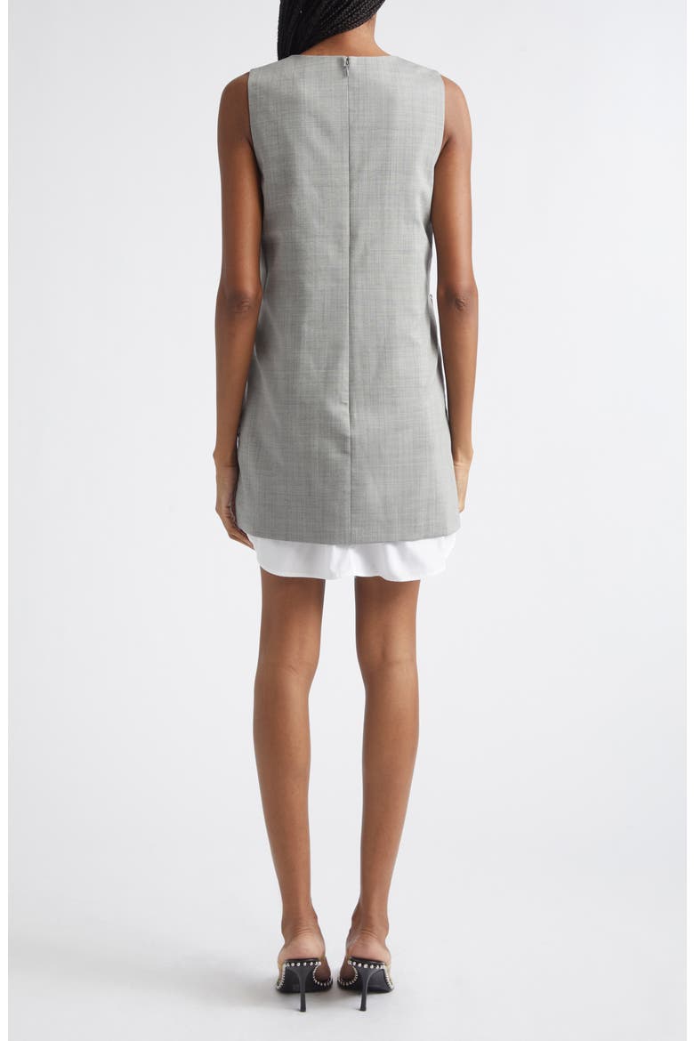 Layered Wool & Cotton Shift Minidress, Alternate, color, LIGHT HEATHER GREY/ WHITE
