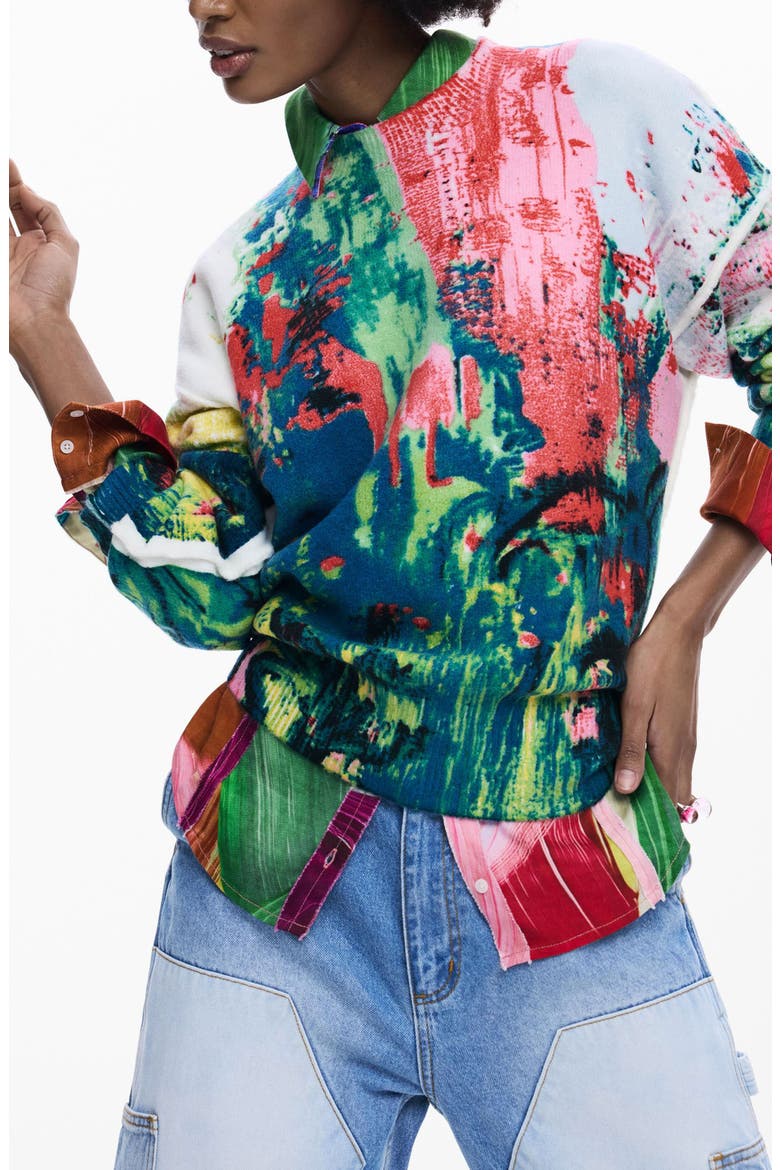 Splatter Print Sweatshirt, Alternate, color, BRIGHT GREEN