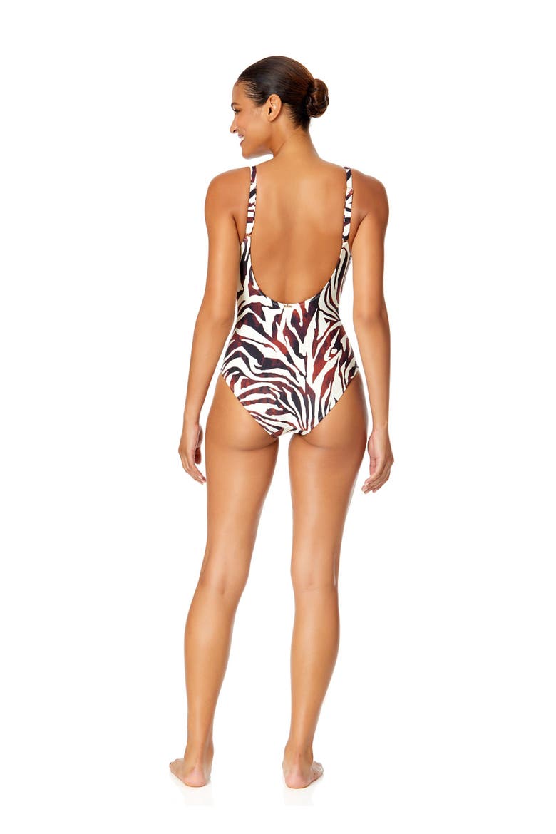 Women's Live In Color Plunge Twist One Piece Swimsuit, Alternate, color, Tiger Dance