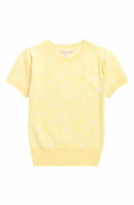 MARGAUX AND LEXI Kids' Smiley Jacquard Short Sleeve Sweater