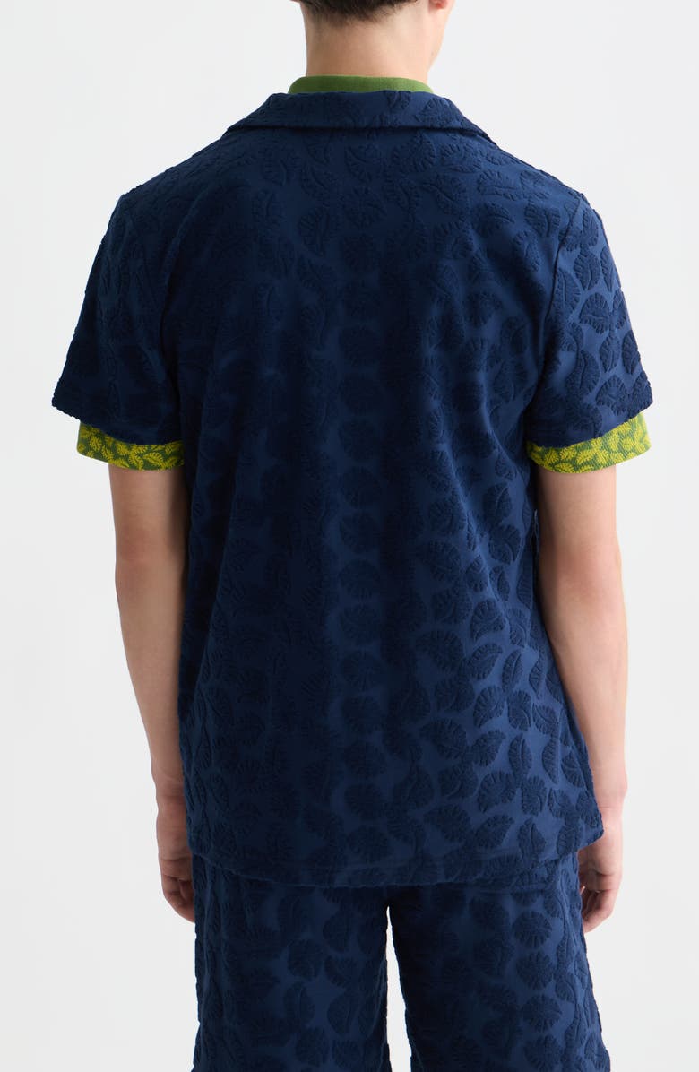 Scotch & Soda Relaxed Fit Print Short Sleeve Button-Up Shirt, Alternate, color, Pageant Blue