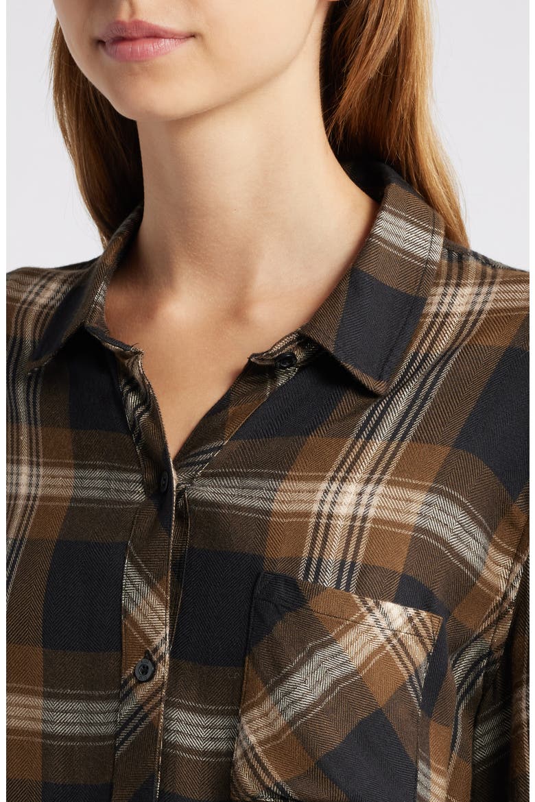 Hunter Plaid Button-Up Shirt, Alternate, color, BLACK CARMEL LUREX
