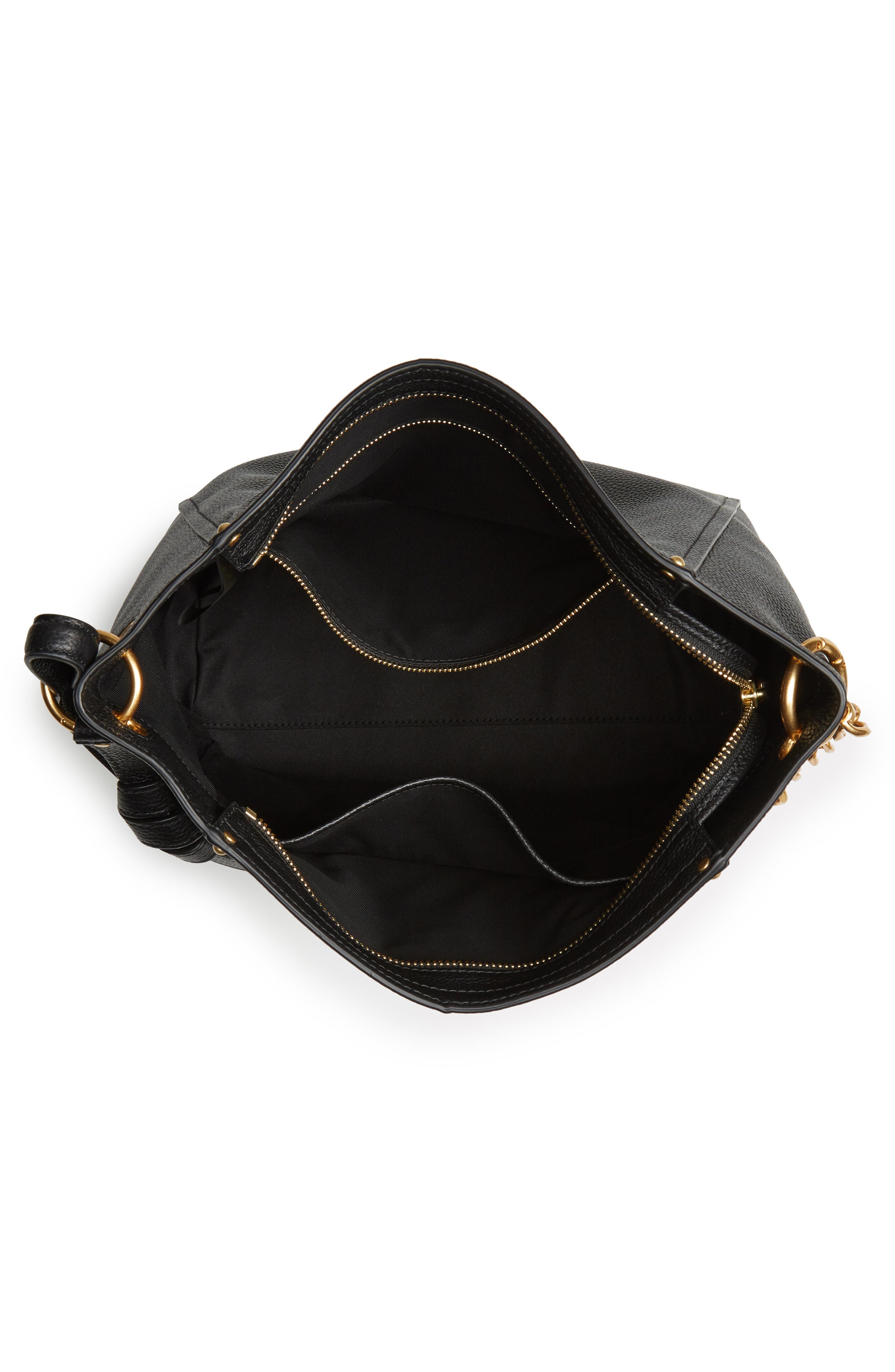 Everly Leather Hobo, Alternate, color, BLACK