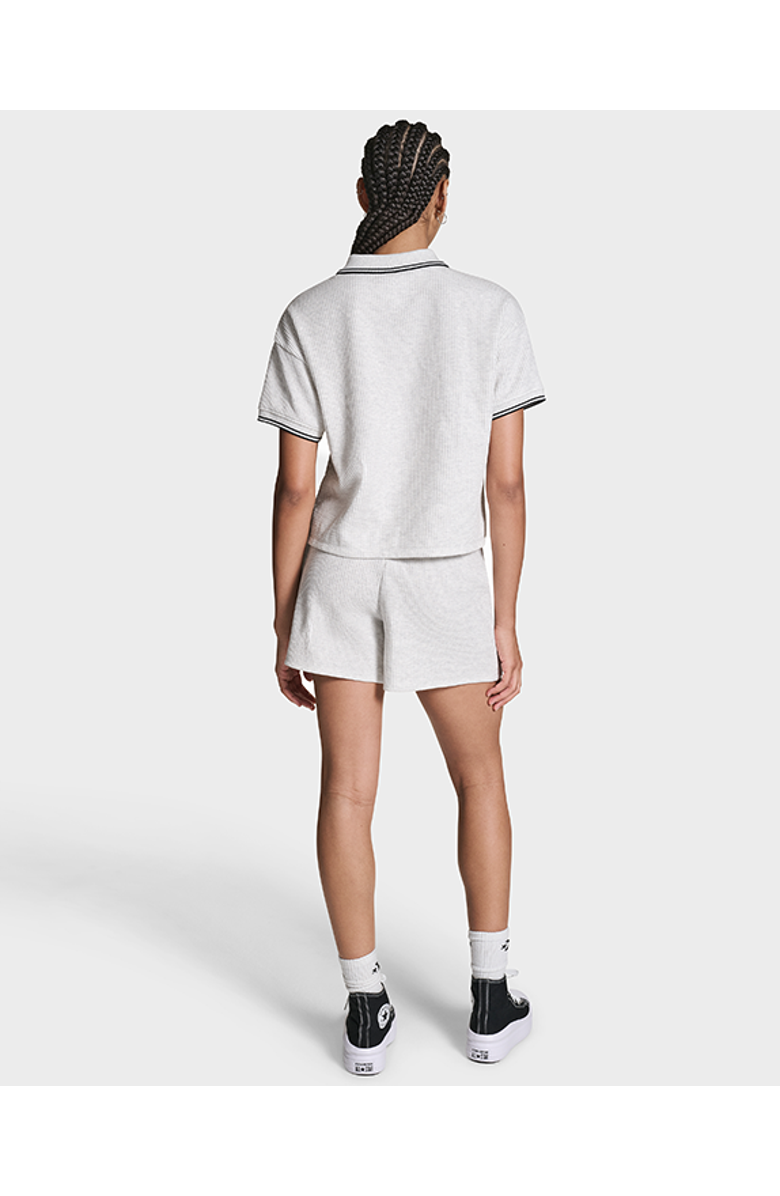 Converse Cropped Waffle Polo, Alternate, color, Light Grey Heather