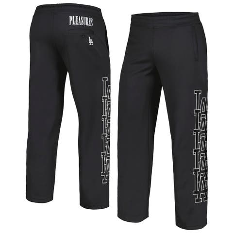 Men's PLEASURES Black Los Angeles Dodgers Pitcher Track Pants