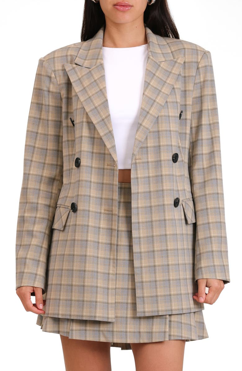 Avec Les Filles Plaid Double Breasted Blazer, Main, color, 